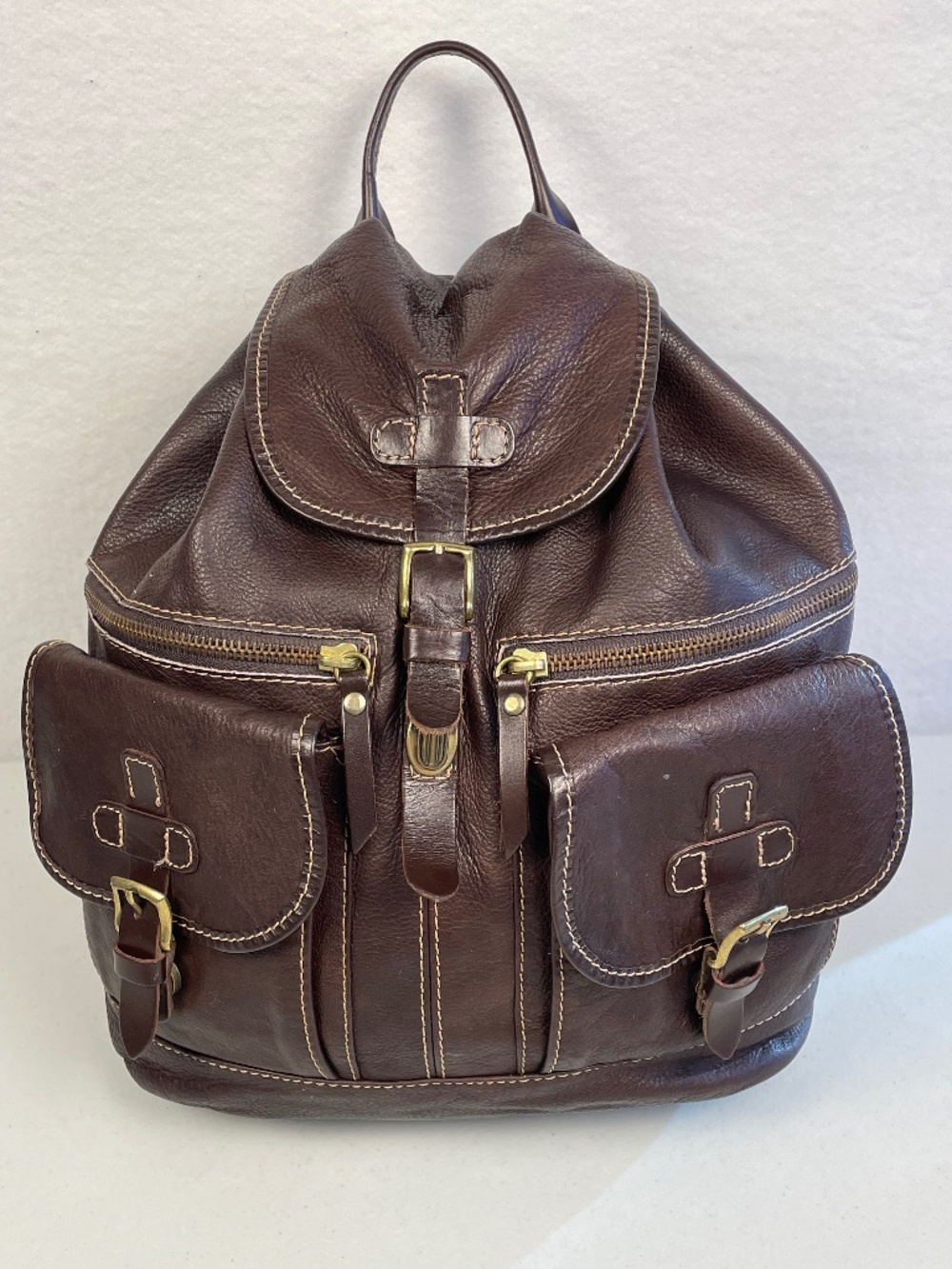 Sundance Tinley Italian Leather Backpack Purse - Brown